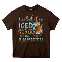 Chocolate Brown fueled by iced coffee and anxiety Heavy Core Tee - NancyCooperArtShop