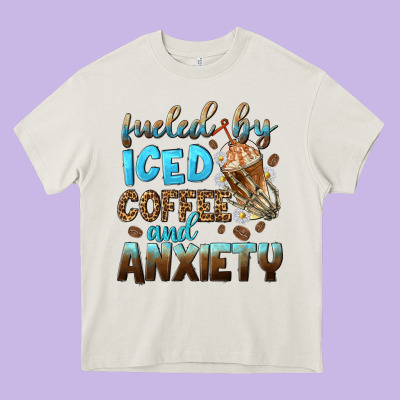 Fueled By Iced Coffee And Anxiety Heavy Core Tee Designed By Nancycooperartshop