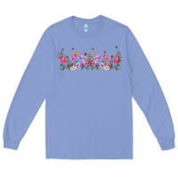 Colony Blue wild flowers Long Sleeve Tee - TumblerDesignByShophia