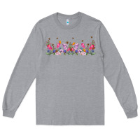 Heather Grey wild flowers Long Sleeve Tee - TumblerDesignByShophia