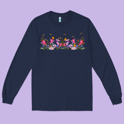 Wild Flowers Long Sleeve Tee Designed By Tumblerdesignbyshophia