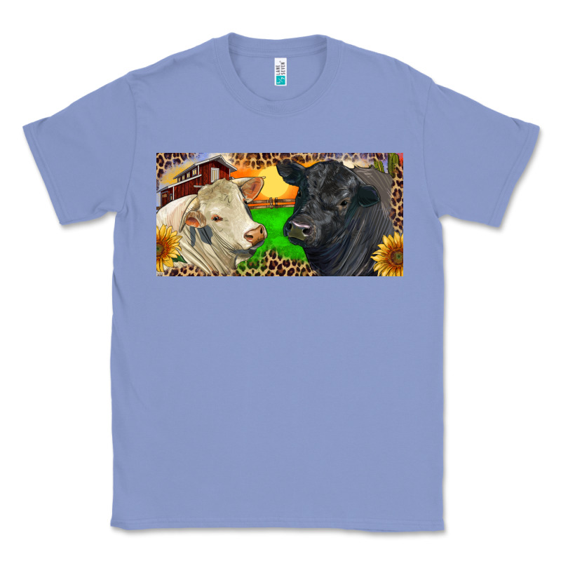 Charolais Bull And Black Angus Bull With Farm Classic Tee by RanaPortraitStore | Teevron