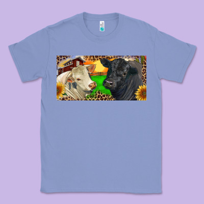 Charolais Bull And Black Angus Bull With Farm Classic Tee Designed By Ranaportraitstore