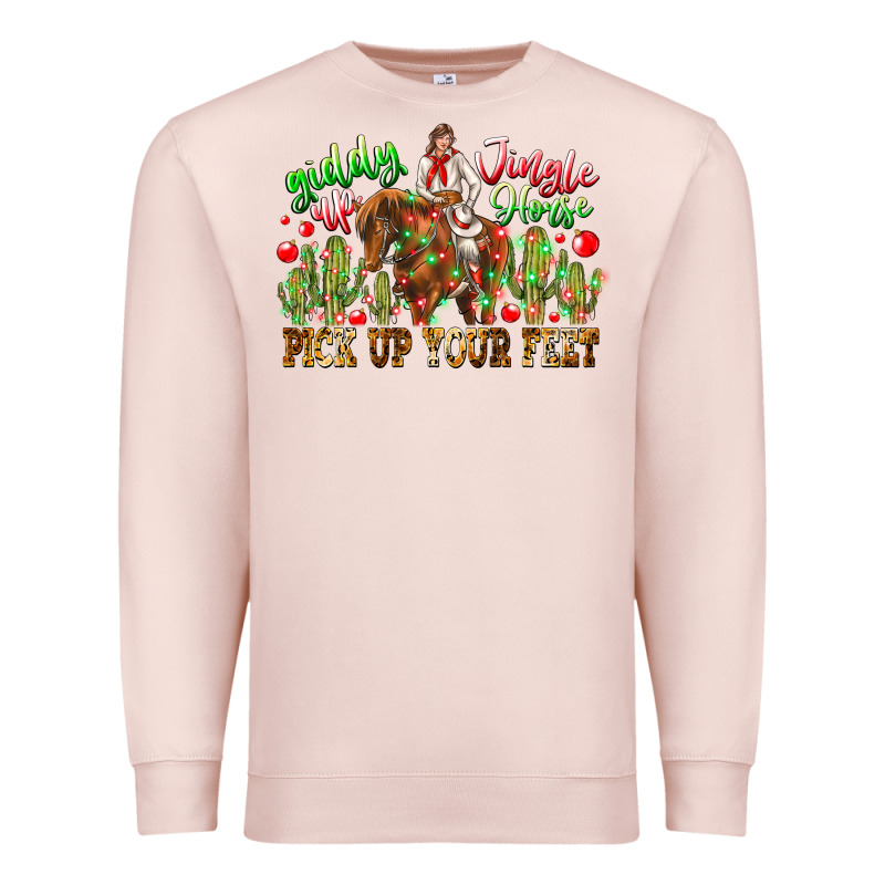 Giddy Up Jingle Horse Pick Up Your Feet Premium Sweatshirt by CowhideDigitalArt | Teevron