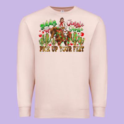 Giddy Up Jingle Horse Pick Up Your Feet Premium Sweatshirt Designed By Cowhidedigitalart
