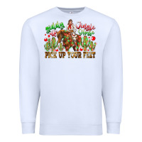 White Giddy Up Jingle Horse Pick Up Your Feet Premium Sweatshirt - CowhideDigitalArt
