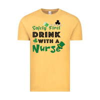 Vintage Mustard Safety First Drink With A Nurse Vintage Tee - Bettercallsaul