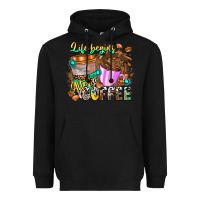 Black Life Begins After Coffee Heavyweight Hoodie - CowhideDigitalArt