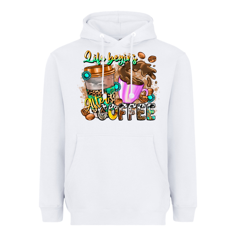 Life Begins After Coffee Heavyweight Hoodie by CowhideDigitalArt | Teevron
