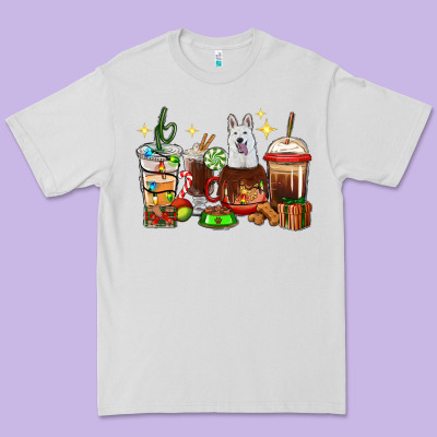 Christmas Coffee Cups With White Shepherd Premium Tee Designed By Ranaportraitstore
