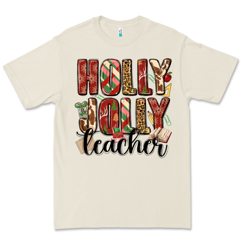 Holly Jolly Teacher Premium Tee by MaliasSmallBusiness | Teevron