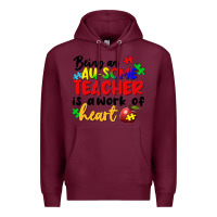 Burgundy being an au some teacher is a work of the heart Premium Hoodie - FaDigitalArtStudio