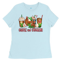 Baby Blue chicken   coffee cups Ladies Tee - MaliasSmallBusiness