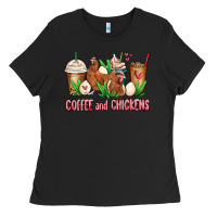 Black chicken   coffee cups Ladies Tee - MaliasSmallBusiness