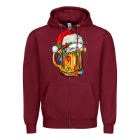 Burgundy christmas beer Zipper Hoodie - FaDigitalArtStudio
