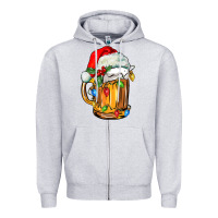 Heather Grey christmas beer Zipper Hoodie - FaDigitalArtStudio