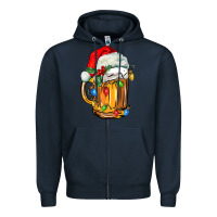 Navy christmas beer Zipper Hoodie - FaDigitalArtStudio