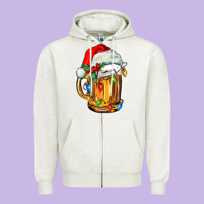 Christmas Beer Zipper Hoodie Designed By Fadigitalartstudio