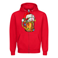 Red christmas beer Zipper Hoodie - FaDigitalArtStudio