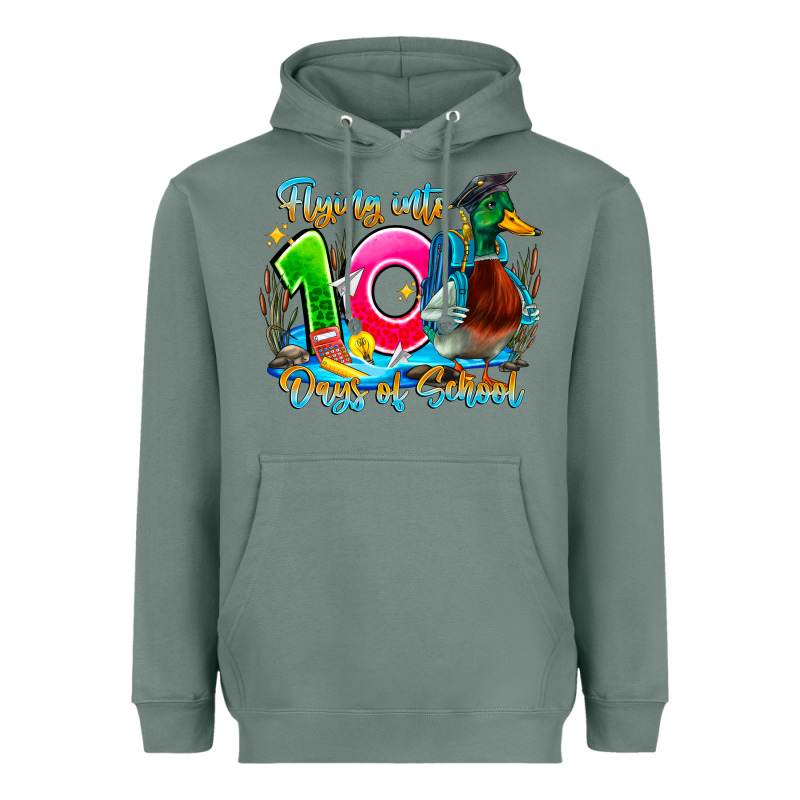 Name Flying Into 100 Days Of School Heavyweight Hoodie by CowhideDigitalArt | Teevron