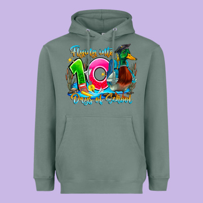 Name Flying Into 100 Days Of School Heavyweight Hoodie Designed By Cowhidedigitalart