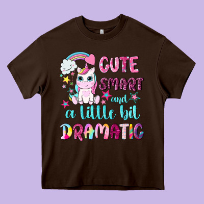 Cute Smart And A Little Bit Dramatic With Unicorn Heavy Core Tee Designed By Nancycooperartshop