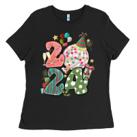 Black 2024 happy new year Ladies Tee - MaliasSmallBusiness