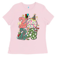 Bubblegum Pink 2024 happy new year Ladies Tee - MaliasSmallBusiness