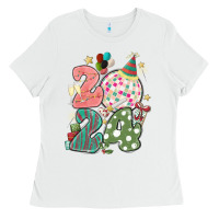 White 2024 happy new year Ladies Tee - MaliasSmallBusiness