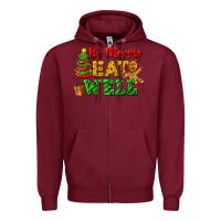 Burgundy be merry eat well Zipper Hoodie - FaDigitalArtStudio