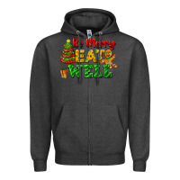 Charcoal Heather be merry eat well Zipper Hoodie - FaDigitalArtStudio