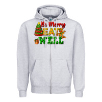 Heather Grey be merry eat well Zipper Hoodie - FaDigitalArtStudio