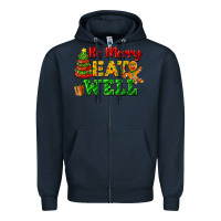 Navy be merry eat well Zipper Hoodie - FaDigitalArtStudio