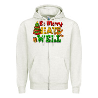 Oatmeal Heather be merry eat well Zipper Hoodie - FaDigitalArtStudio