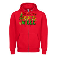 Red be merry eat well Zipper Hoodie - FaDigitalArtStudio