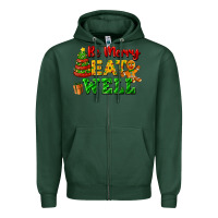 Sports Green be merry eat well Zipper Hoodie - FaDigitalArtStudio