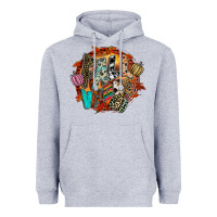 Heather Grey Fall Vibes Heavyweight Hoodie - CowhideDigitalArt
