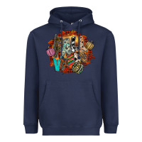 Navy Fall Vibes Heavyweight Hoodie - CowhideDigitalArt