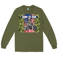 Army Green born to ride Long Sleeve Tee - TumblerDesignByShophia