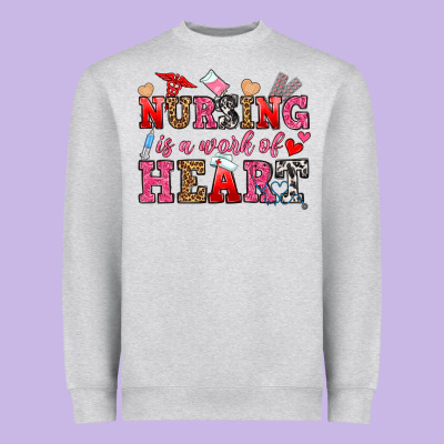 Nursing Is A Work Of Heart Heavyweight Sweatshirt Designed By Oliviacreatesart