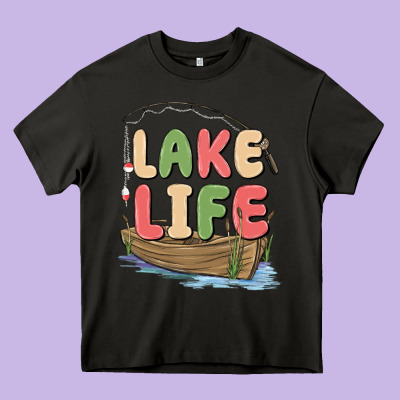 Lake Life Heavy Core Tee Designed By Maliassmallbusiness