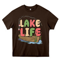 Chocolate Brown lake life Heavy Core Tee - MaliasSmallBusiness
