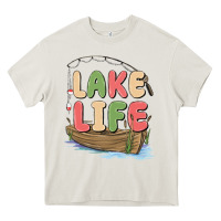 Cream lake life Heavy Core Tee - MaliasSmallBusiness