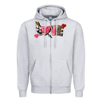 Heather Grey love valentine's day Zipper Hoodie - FaDigitalArtStudio
