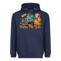 Navy Farm Happy Fall Y'all Heavyweight Hoodie - CowhideDigitalArt
