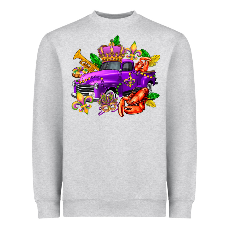 Mardi Gras Truck Olivia Heavyweight Sweatshirt by OliviaCreatesArt | Teevron