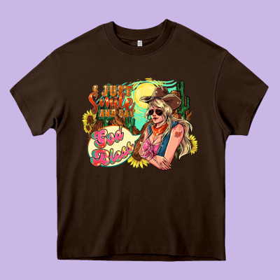 I Just Smile And Say God Bless Heavy Core Tee Designed By Nancycooperartshop