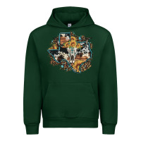 Forest Green bull skull leopard cowhide sunflower texas map Urban Hoodie - Artiststas