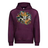 Mauve Wine bull skull leopard cowhide sunflower texas map Urban Hoodie - Artiststas