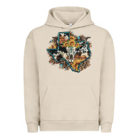 Pigment French Oak bull skull leopard cowhide sunflower texas map Urban Hoodie - Artiststas